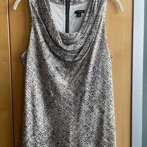 Ann Taylor Cream and Black Cowl Neck Sleeveless Blouse